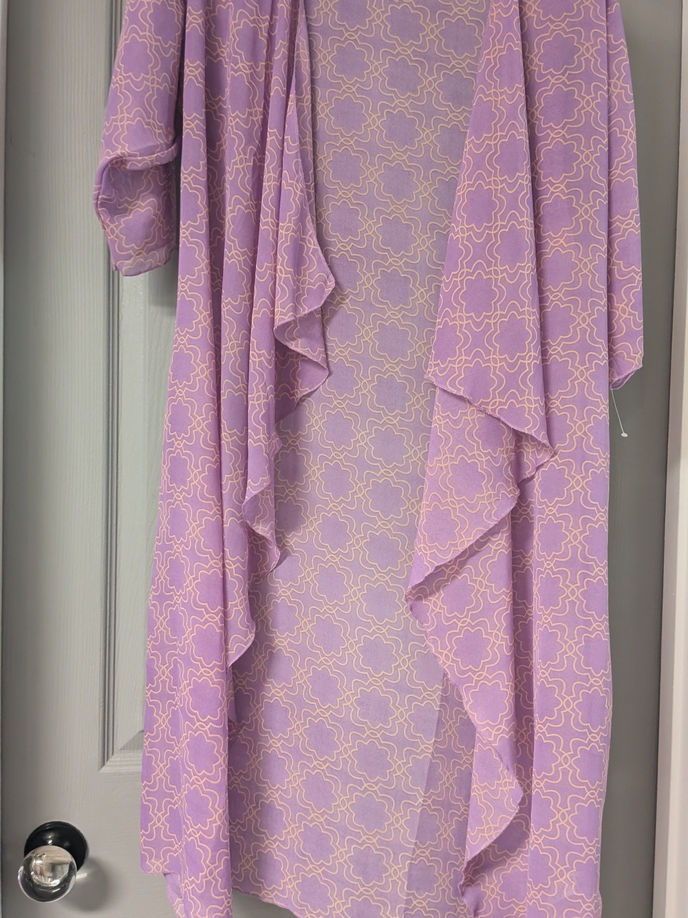 LuLaRoe Lavender Floral Geometric Kimono